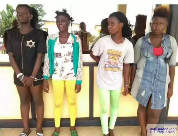 Meet The Rugged Looking All Female Armed Robbery Gang Arrested In Ghana (Photo)